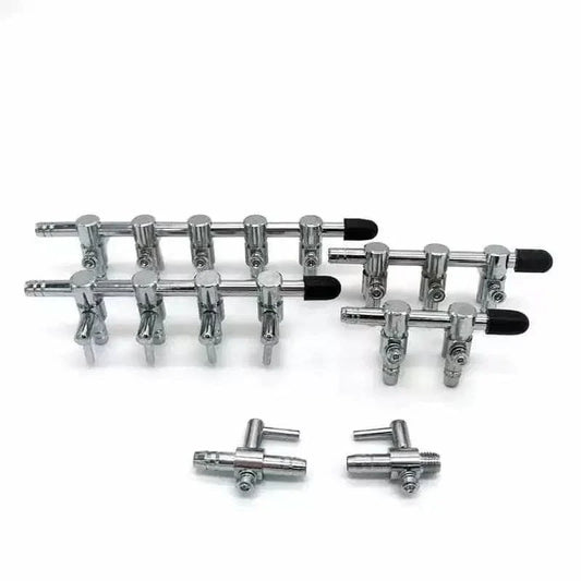 Chrome-plated aquarium air manifolds.
