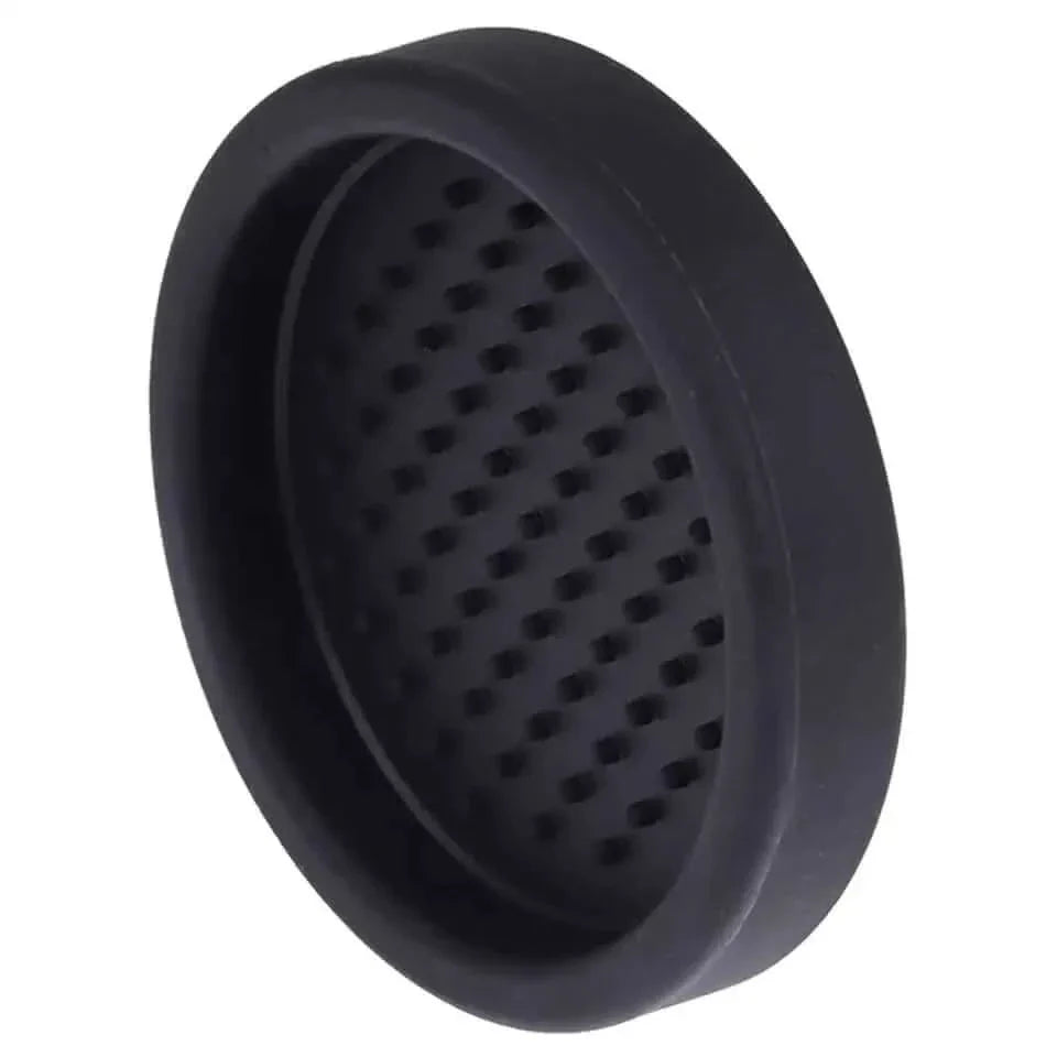 Black rubber drain cover.