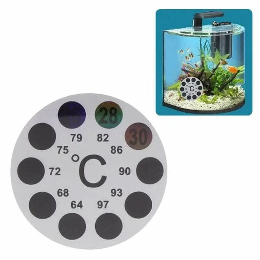 Round aquarium thermometer.