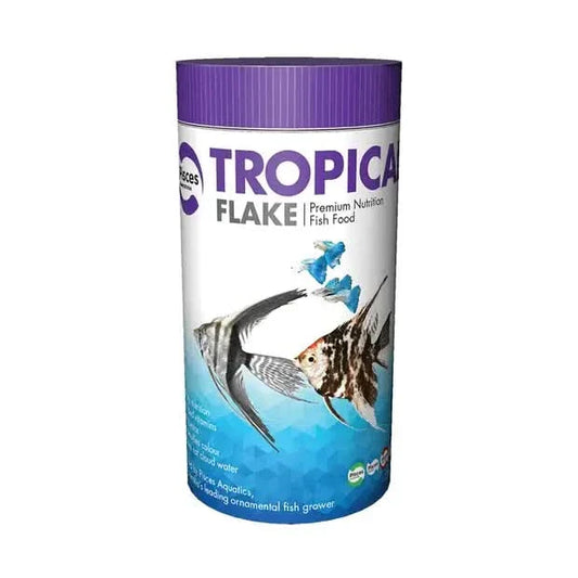 Container of tropical fish food.