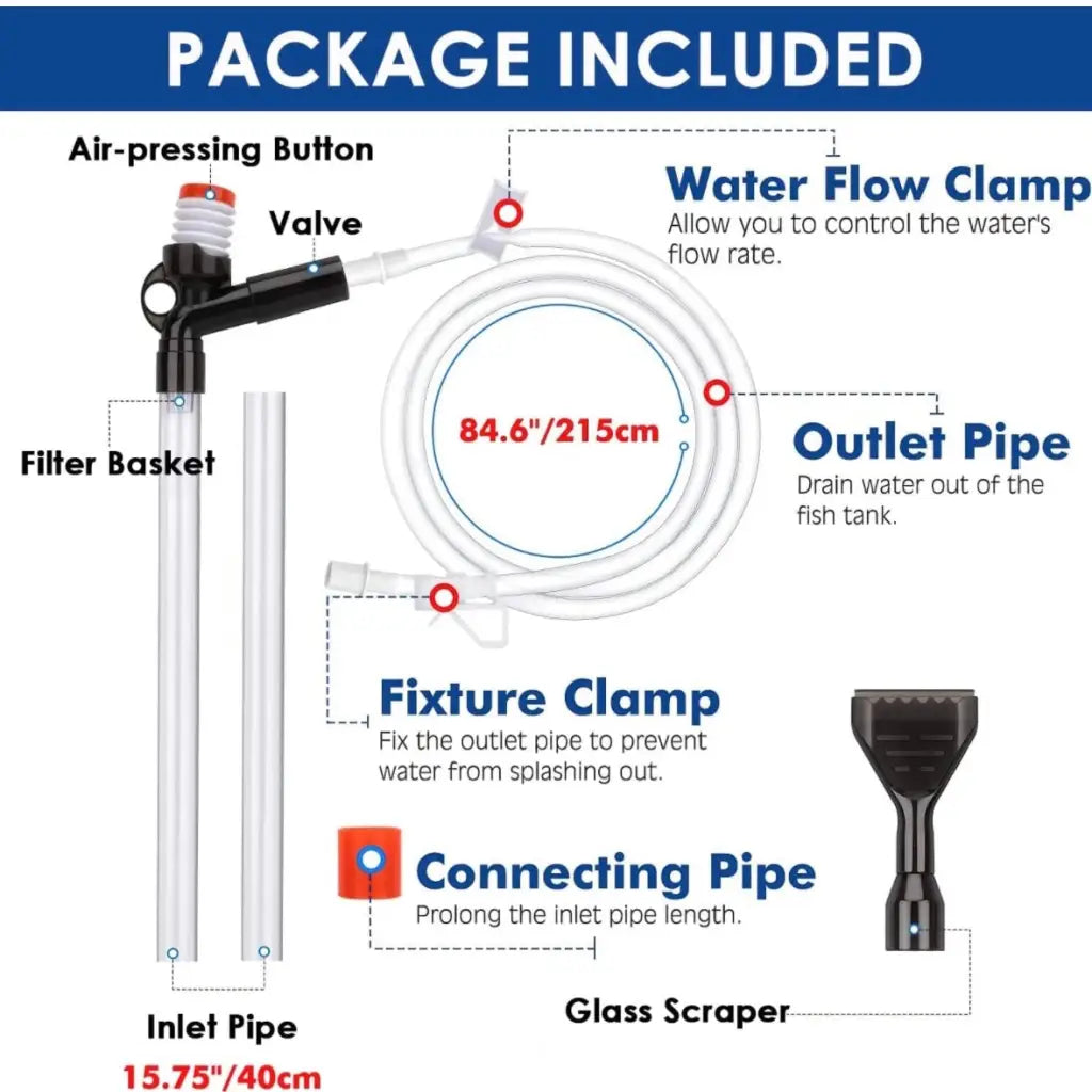 Vacuum Siphon Gravel Cleaner With Glass Scraper