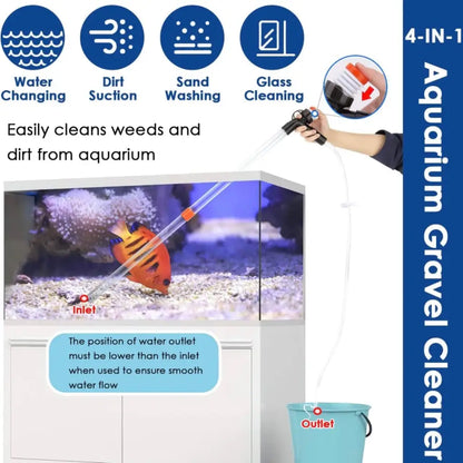 Vacuum Siphon Gravel Cleaner With Glass Scraper