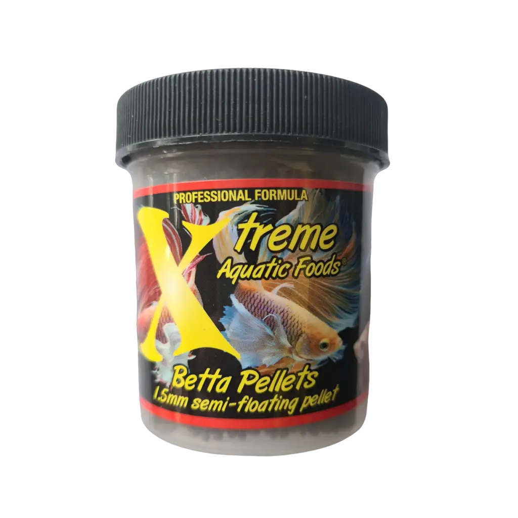 Container of Betta fish food.