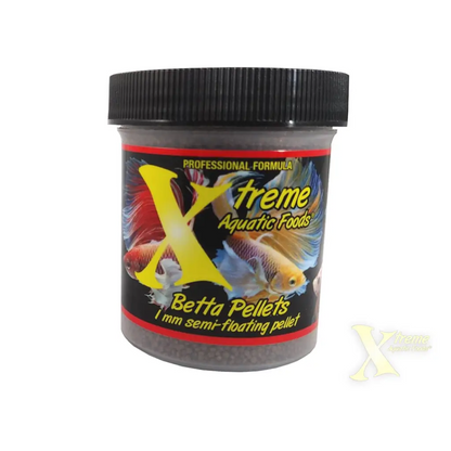 Container of betta fish food.