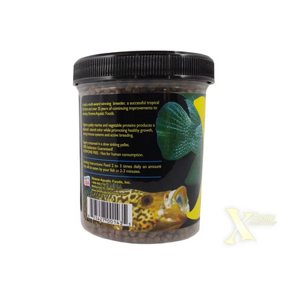 Container of fish food pellets.