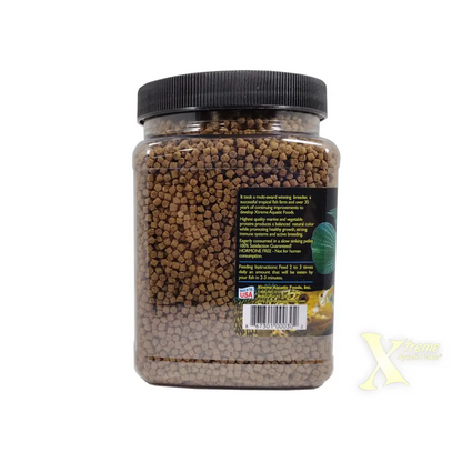 Container of fish food pellets.