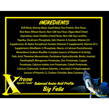 Fish food ingredients list.