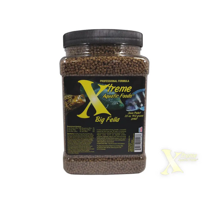 Container of fish food pellets.