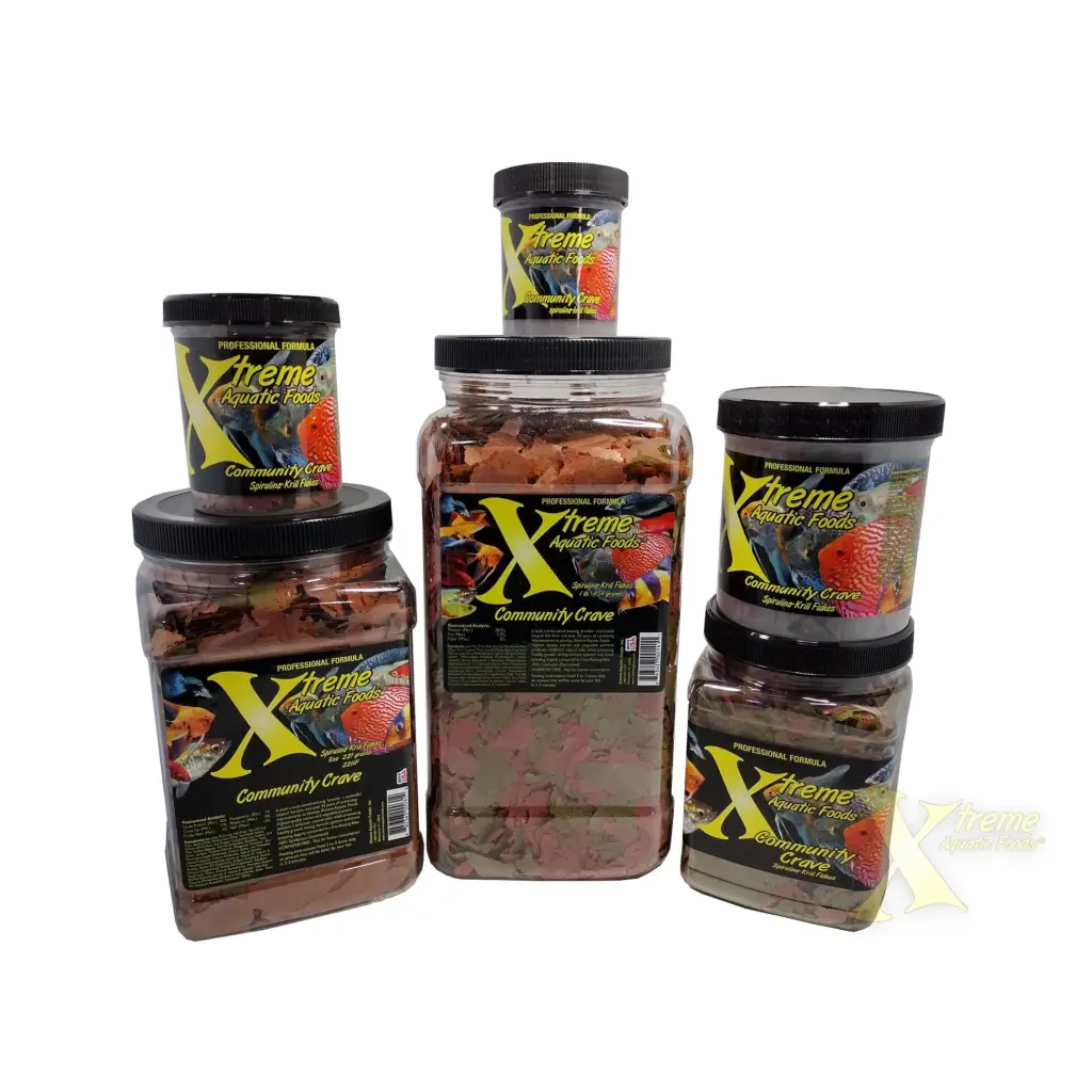 Containers of fish food.