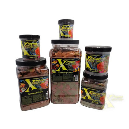 Containers of fish food.