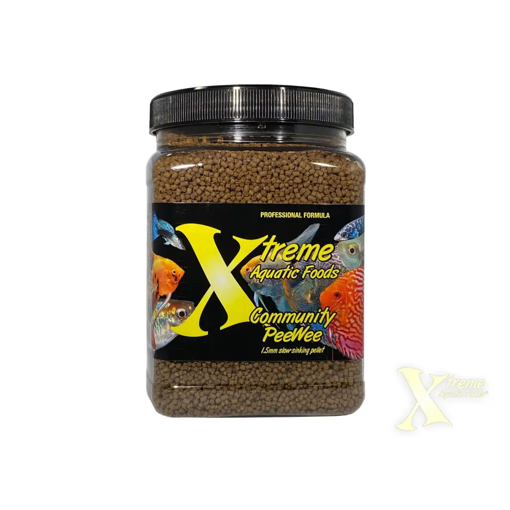 Container of fish food pellets.