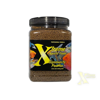 Container of fish food pellets.