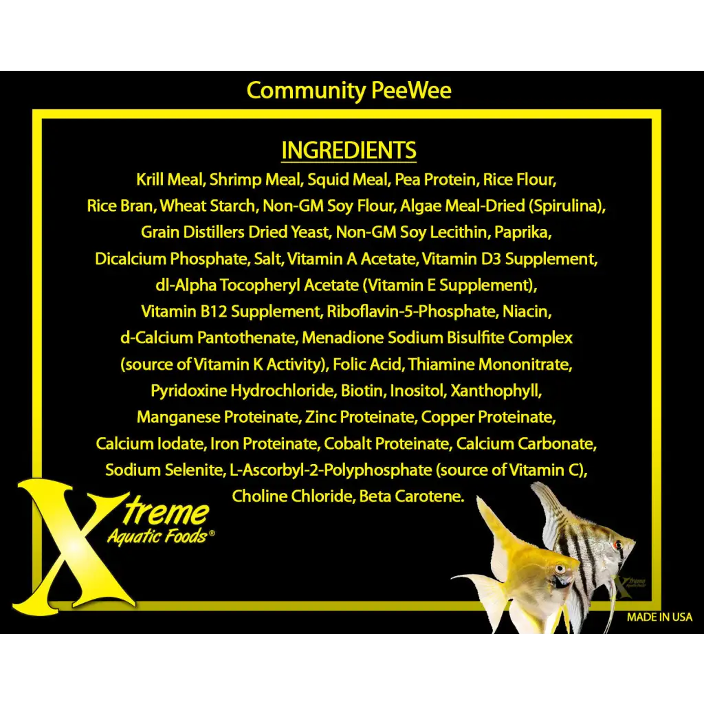 Fish food ingredients list.