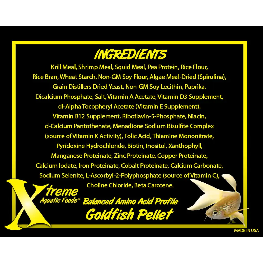Goldfish food ingredients list.