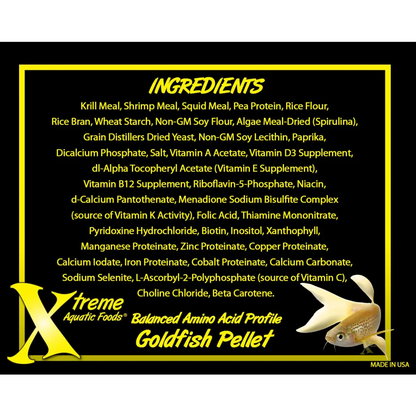 Goldfish food ingredients list.