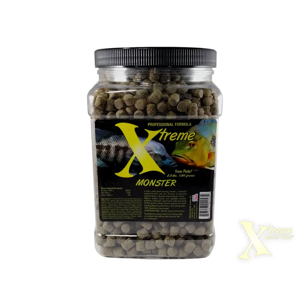Container of fish food pellets.