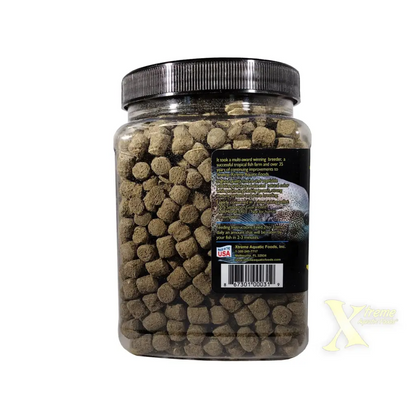 Container of fish food pellets.