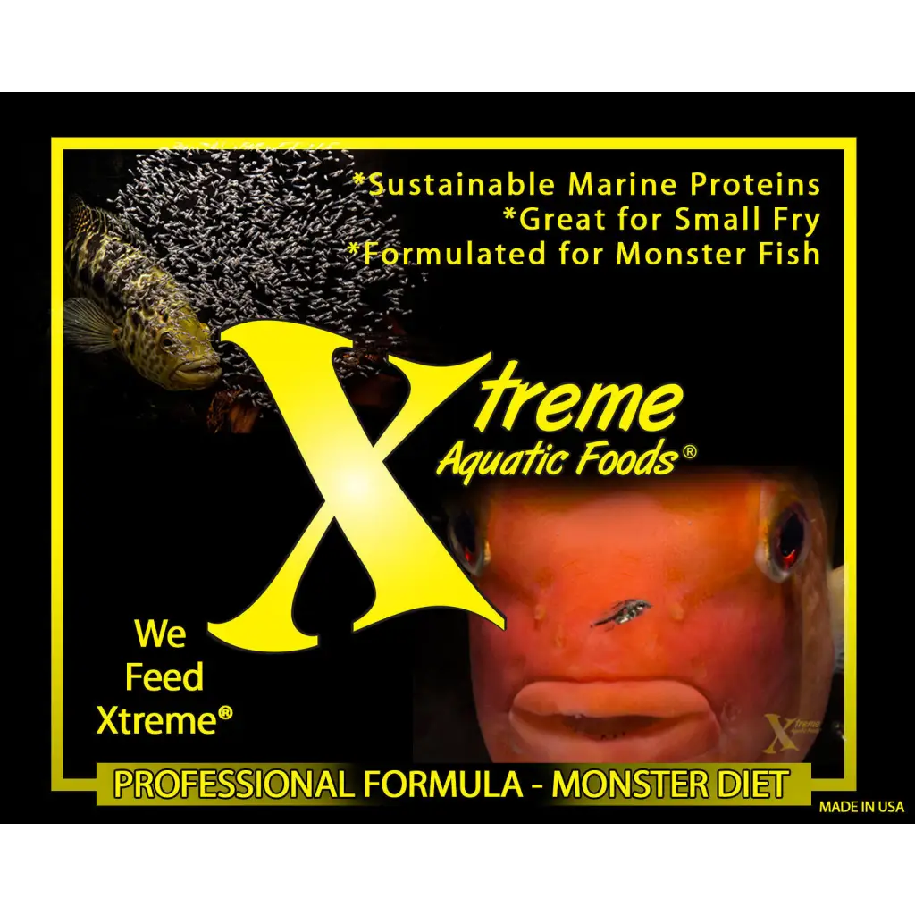 Xtreme Aquatic Foods fish food packaging.