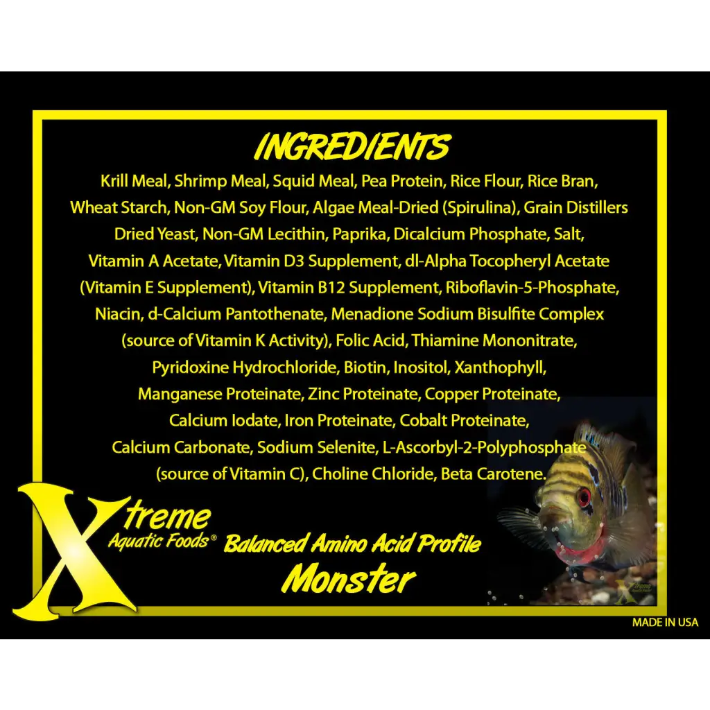 Fish food ingredients list.