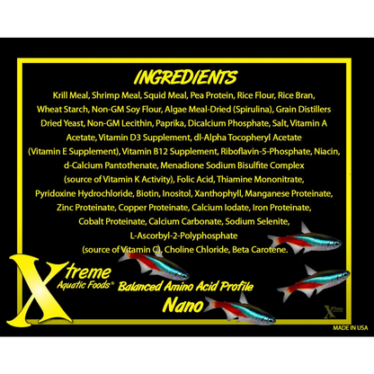 Fish food ingredients list.