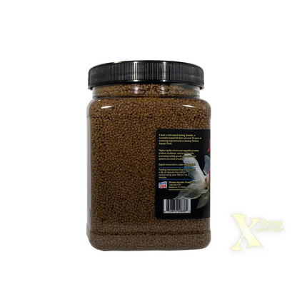 Container of fish food pellets.