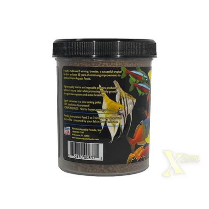 Container of fish food pellets.