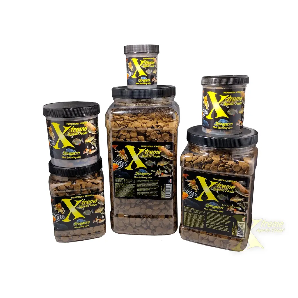 Containers of fish food.