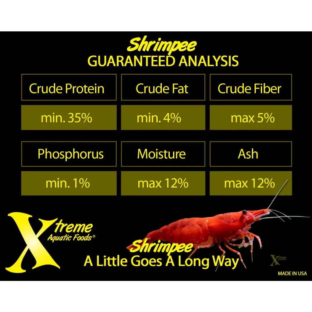 Shrimp food guaranteed analysis.